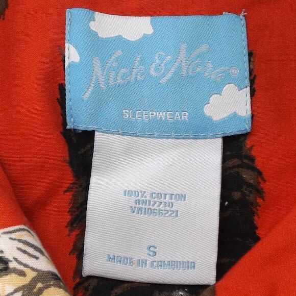 NICK & NORA Pajama Top, S, Dogs, Milk Bone, Long sleeves, Vintage, Pockets, Red - Picture 9 of 10